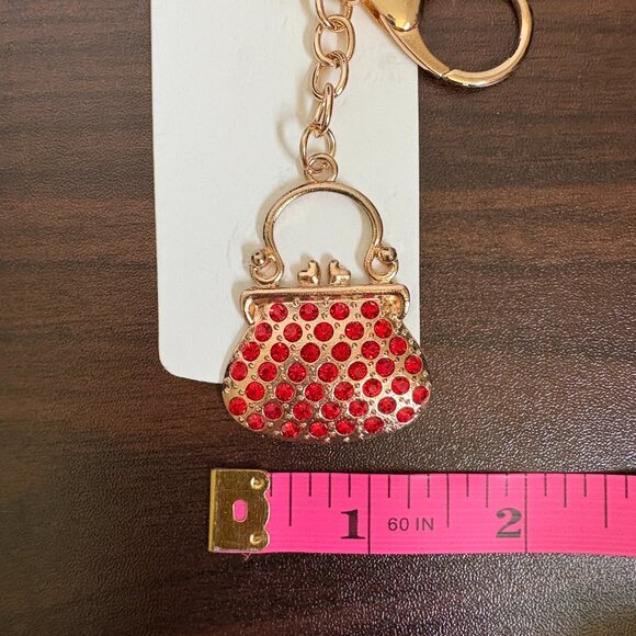 Handbag Bling Rhinestone Red Bag Charm Key Chain New - Picture 4 of 5